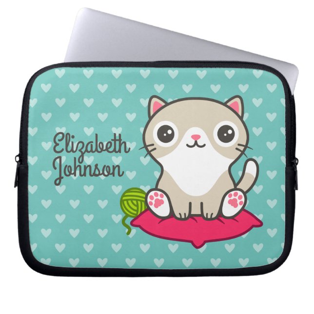 Capa Para Notebook Ilustração de Gatinho de Cute (Frente)