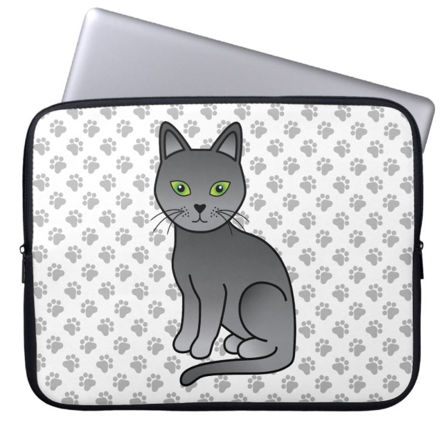 Capa Para Notebook Ilustração de gato de desenho animado fofo da raça (Frente)