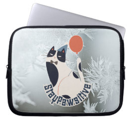 Capa Para Notebook Ilustração de Gato Fique Positivo Capinha para Lap