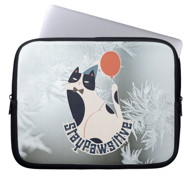 Capa Para Notebook Ilustração de Gato Fique Positivo Capinha para Lap (Frente)