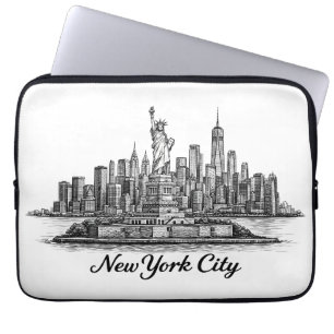 Capa Para Notebook Ilustração de Linha do Horizonte de Nova York