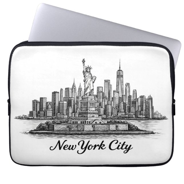 Capa Para Notebook Ilustração de Linha do Horizonte de Nova York (Frente)