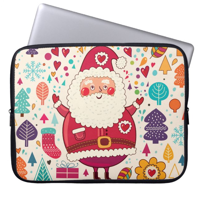 Capa Para Notebook Ilustração de Natal Engraçado do Papai Noel (Frente)