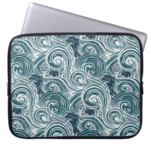 Capa Para Notebook Ilustração de Ondas Marítimas Desenhadas À Mão