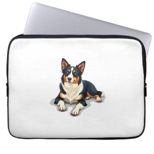 Capa Para Notebook Ilustração de retrato de Border Collie tricolor vi