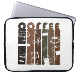 Capa Para Notebook Ilustração de Tipografia de Café Vintage Desenhada