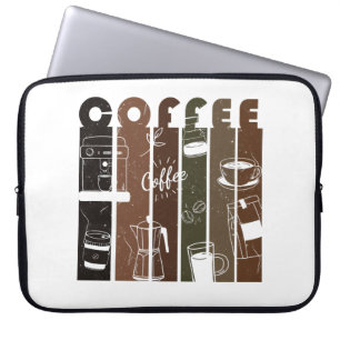 Capa Para Notebook Ilustração de Tipografia de Café Vintage Desenhada