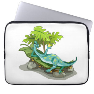 Capa Para Notebook Ilustração De Um Banho De Sol Iguanodon.