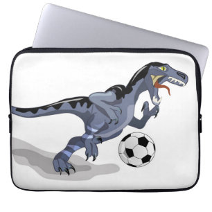 Capa Para Notebook Ilustração De Um Dinossauro Raptor Jogando Futebol