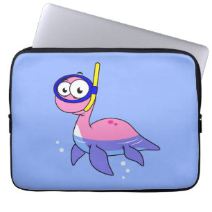 Capa Para Notebook Ilustração De Um Monstro De Snorkeling Loch Ness.
