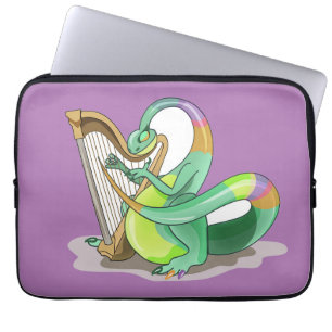 Capa Para Notebook Ilustração De Um Plateossauro Jogando A Harpa.