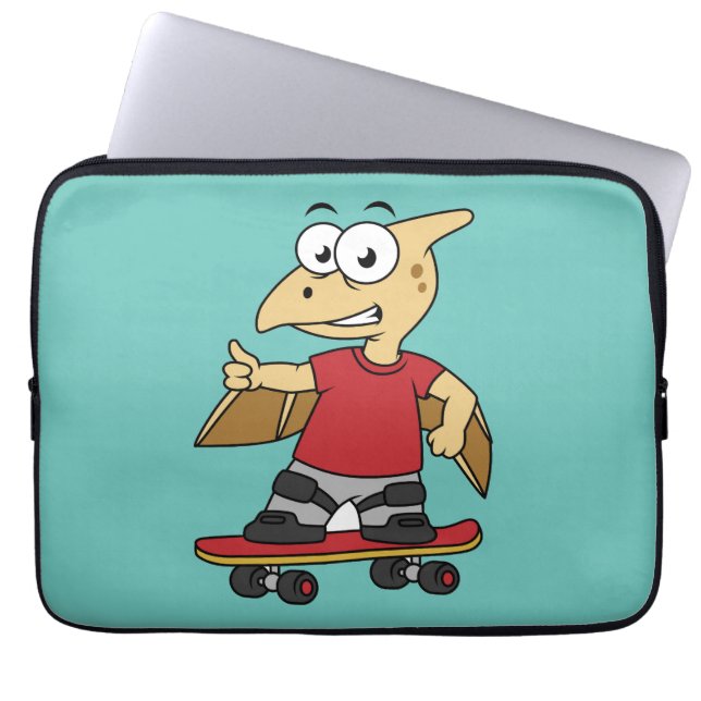 Capa Para Notebook Ilustração De Um Skate Pterossauro. (Frente)