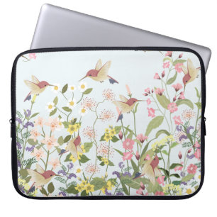 Capa Para Notebook Ilustração de Vintagem de Jardim Floral de Humming