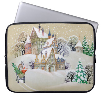 Capa Para Notebook Ilustração desenhada à mão com a paisagem de inver