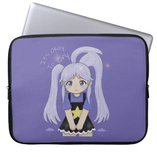 Capa Para Notebook Ilustração Desenhada à Mão de Garota Triste Fofa –