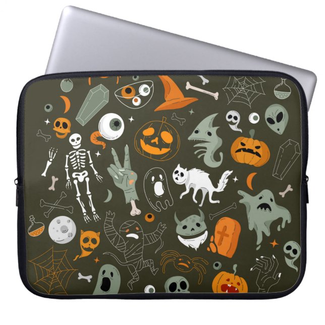Capa Para Notebook Ilustração do conceito de Halloween com Sinal e Sí (Frente)