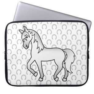 Capa Para Notebook Ilustração do desenho animado de cavalos de Trote