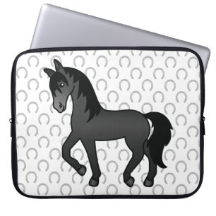 Capa Para Notebook Ilustração do desenho animado de cavalos de Trote
