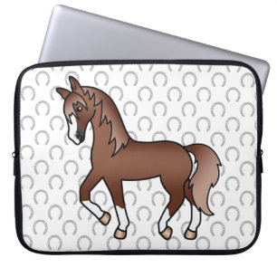 Capa Para Notebook Ilustração do desenho animado de cavalos de Trote 