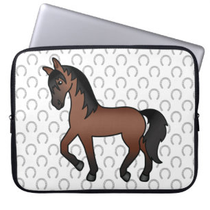 Capa Para Notebook Ilustração do desenho animado de cavalos de Trote 