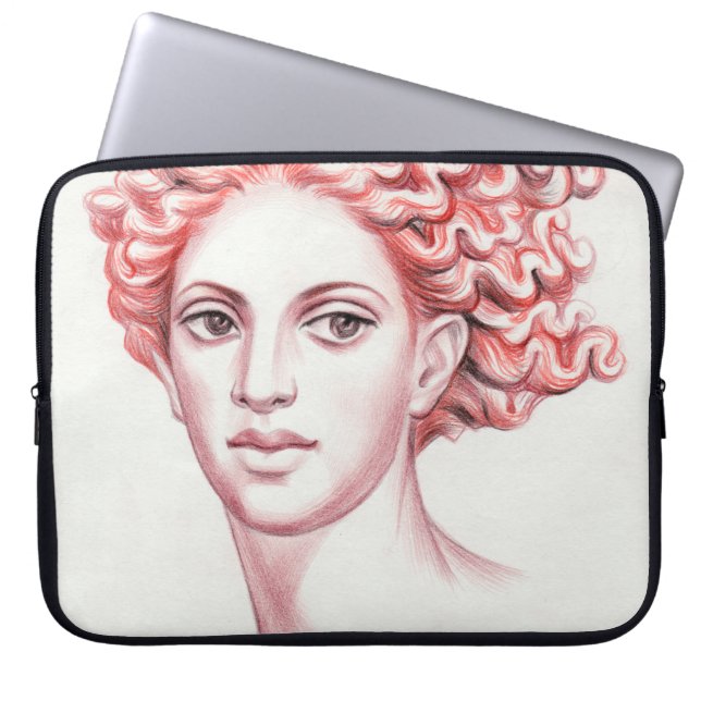 Capa Para Notebook Ilustração do estoque da cabeça da mulher vermelha (Frente)