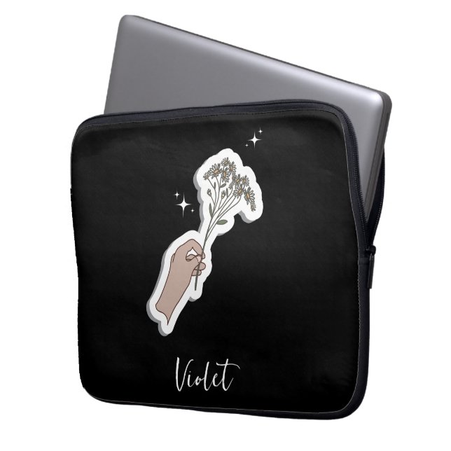 Capa Para Notebook Ilustração Estética De Flor (Frente Esquerda)