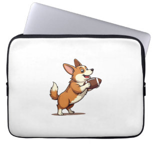 Capa Para Notebook Ilustração Retro Desportiva de Cão de Futebol Corg