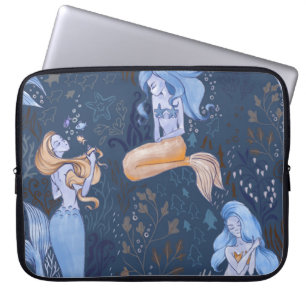 Capa Para Notebook Ilustração Sereia Submarina Sem Costura