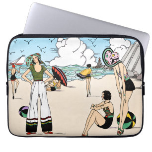 Capa Para Notebook Ilustração Vintage Art Déco da Praia Anos 20 Coste