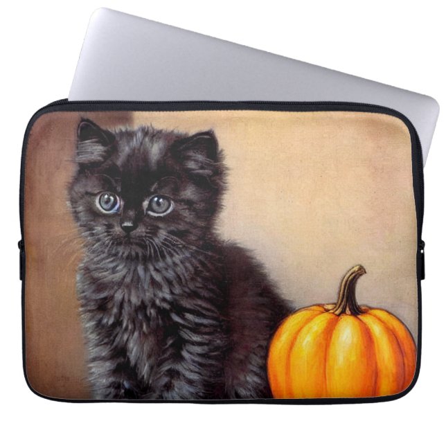 Capa Para Notebook Ilustração Vintage Halloween Black Kitten (Frente)