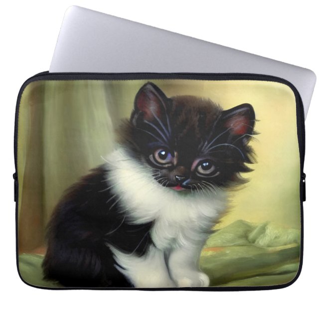 Capa Para Notebook Ilustração Vintage Tuxedo Kitten (Frente)