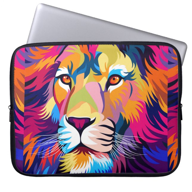 Capa Para Notebook ilustrações coloridas, um leão, design simples - v (Frente)