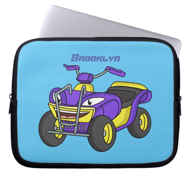 Capa Para Notebook Imagem de desenho animado de bicicleta Quad Roxo (Frente)