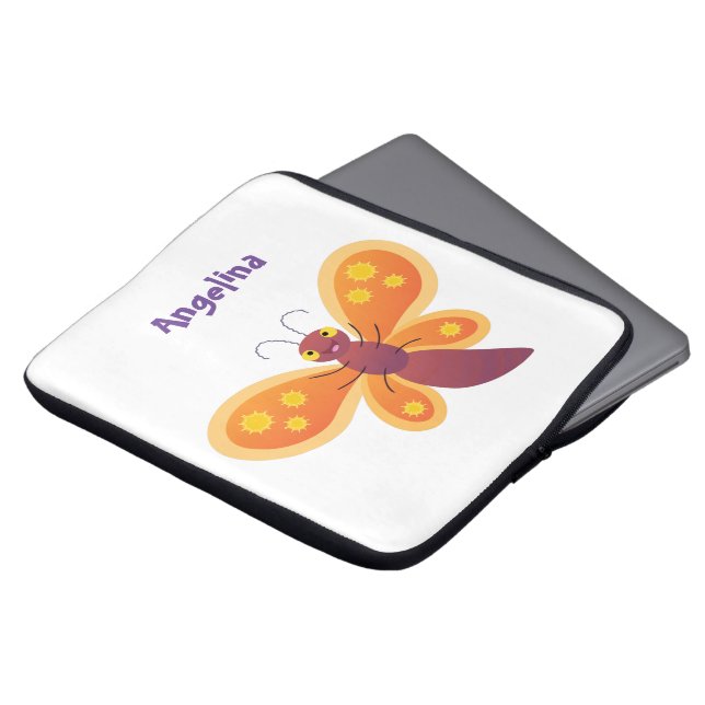 Capa Para Notebook Imagem de desenho animado de borboleta laranja fel (Frente Topo)