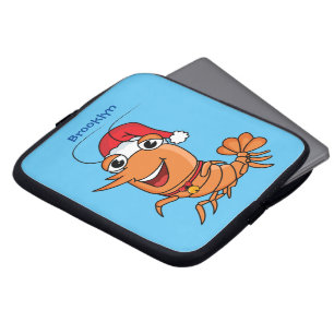Capa Para Notebook Imagem de desenho animado de camarão de Natal feli