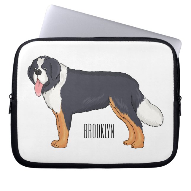 Capa Para Notebook Imagem de desenho animado de cão da montanha Berne (Frente)