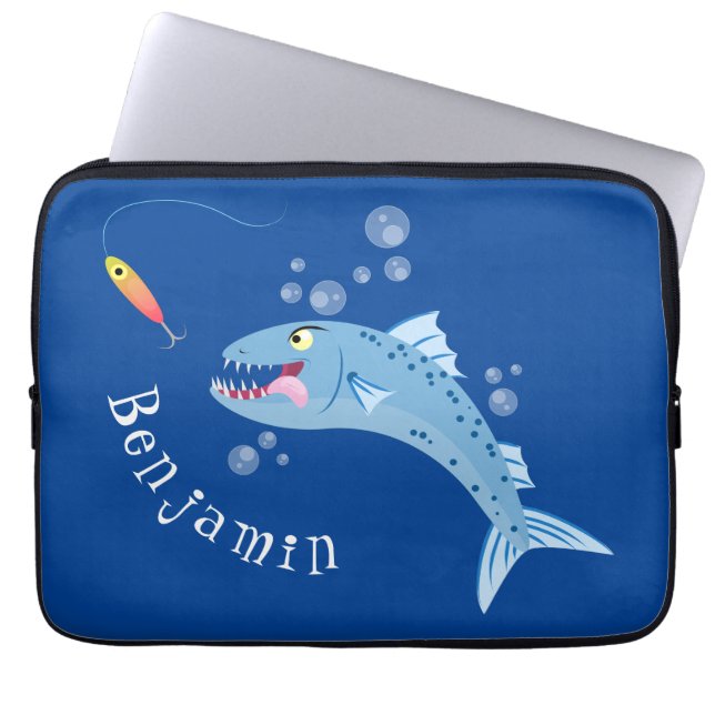 Capa Para Notebook Imagem de desenho animado de pesca com fome de pei (Frente)