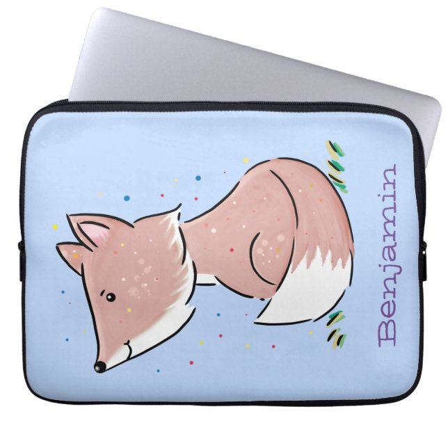 Capa Para Notebook Imagem de desenho animado de raposas de bebês (Frente)