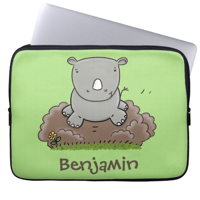 Capa Para Notebook Imagem de desenho animado do bebê rhino bonito (Frente)