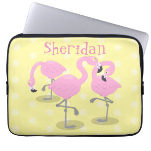 Capa Para Notebook Imagem de desenho animado rosa-claro flamingo trio