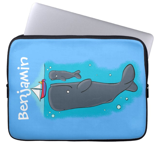 Capa Para Notebook Imagem de desenhos animados de baleias-brancas e e (Frente)
