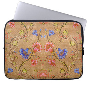 Capa Para Notebook Imperial Vermelho e Dourado Interligado Floral em
