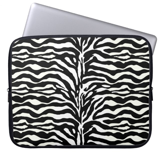 Capa Para Notebook Impressão animal selvagem, zebra em laptop preto e (Frente)