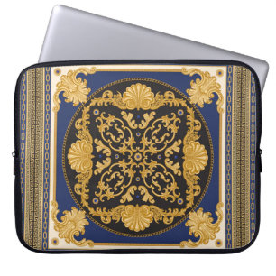 Capa Para Notebook Impressão Bandana sobre fundo preto e azul, Doura