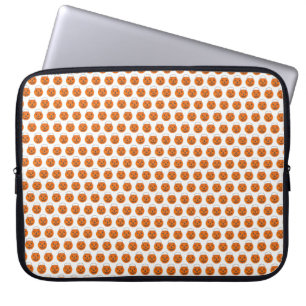 Capa Para Notebook Impressão de Abóbora de Bolinhas Branco Laranja