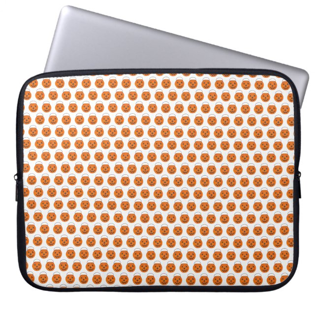 Capa Para Notebook Impressão de Abóbora de Bolinhas Branco Laranja (Frente)