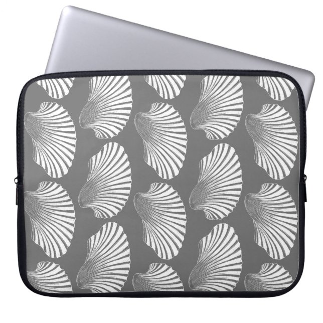 Capa Para Notebook Impressão de Bloco de Shell Scallop, Cinzas/Cinzas (Frente)
