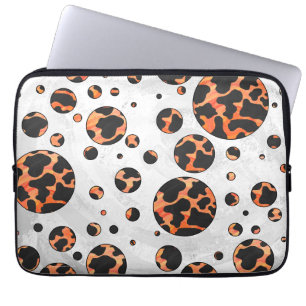 Capa Para Notebook Impressão de Bolinhas preto-e-laranja
