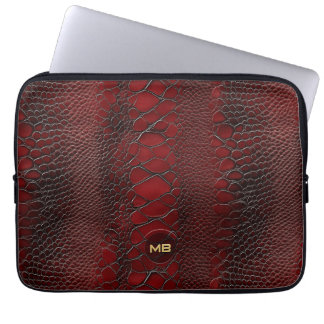 Capa Para Notebook Impressão de Couro de Snakeskin Vermelho, em Monog