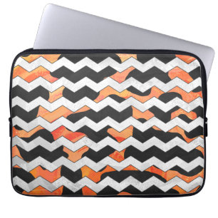 Capa Para Notebook Impressão de Cow Black and Orange Chevron